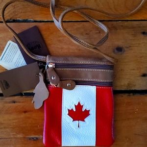 Roots leather crossbody